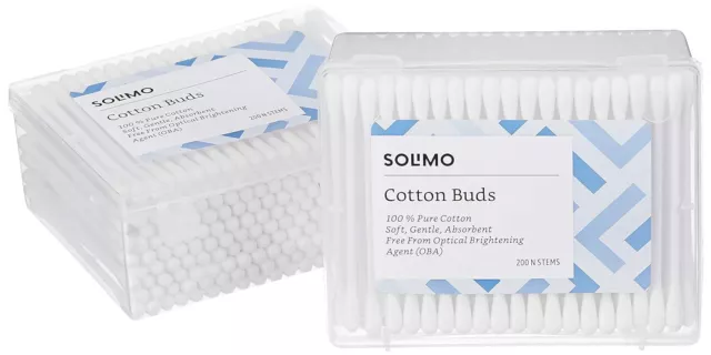 Solimo Cotton Buds - 200 Sticks (Pack of 2)