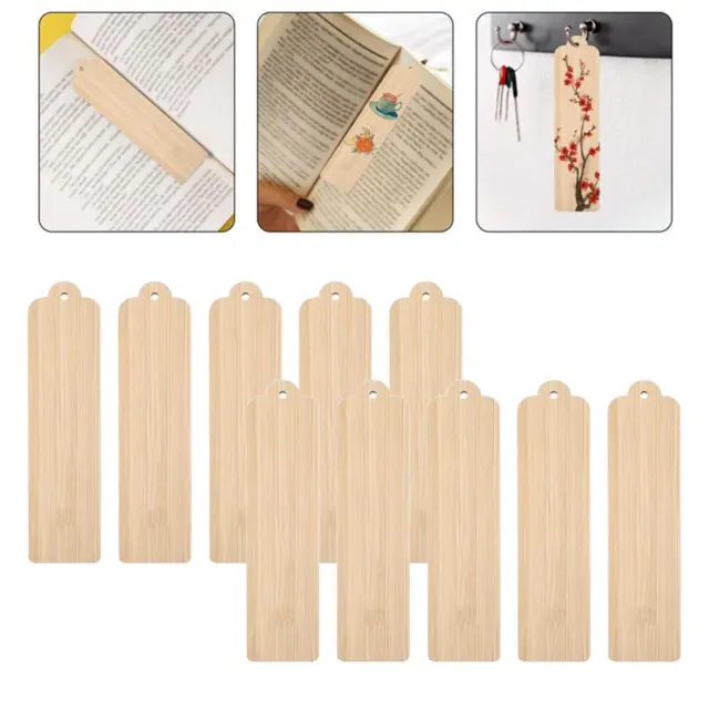 10pcs Segnalibri di bambù incompiuti all'ingrosso con fori Pezzi di legno