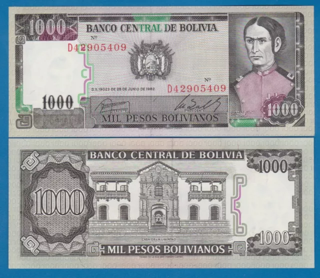 Bolivia 1000 Pesos Bolivianos P 167 1982 UNC  167a