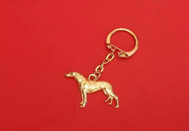 Greyhound Dog Gold Plated Keyring Free Pouch Vet Pet Mum Fathers Day Gift