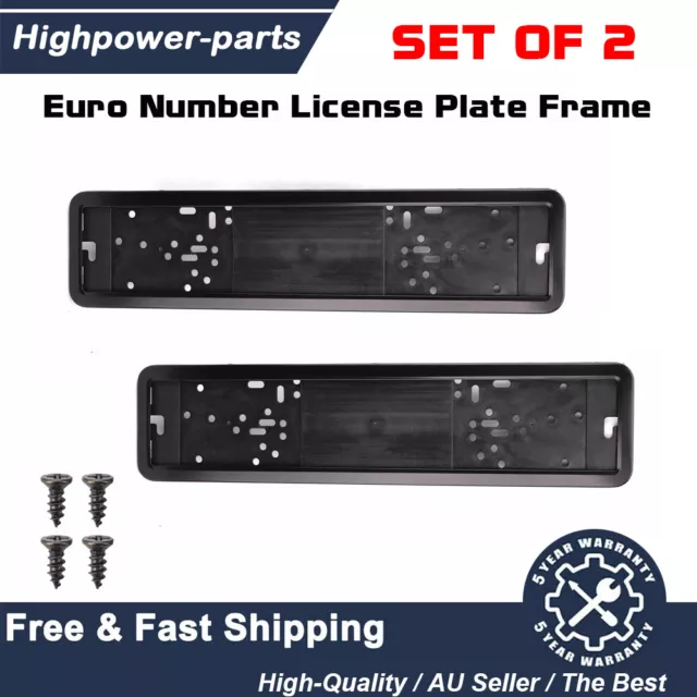 2x European Euro Number License Plate Frame Cover Holder Mounting Bracket AU