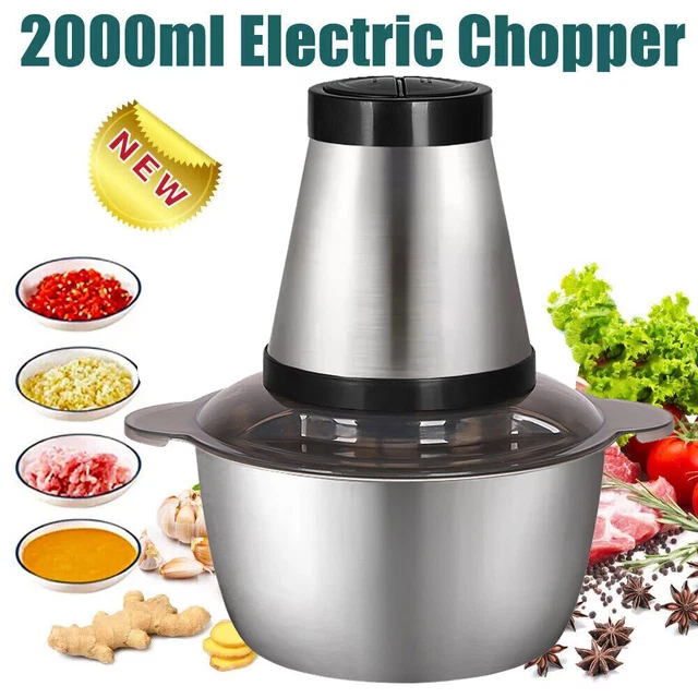 2L Electric Chopper Food Processor Multi Blender Meat Fruit Vegetable Mixer Tool