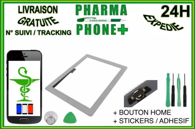 Front Digitizer Touch Screen + Home Button + Stickers Ipad 3 White - Tools