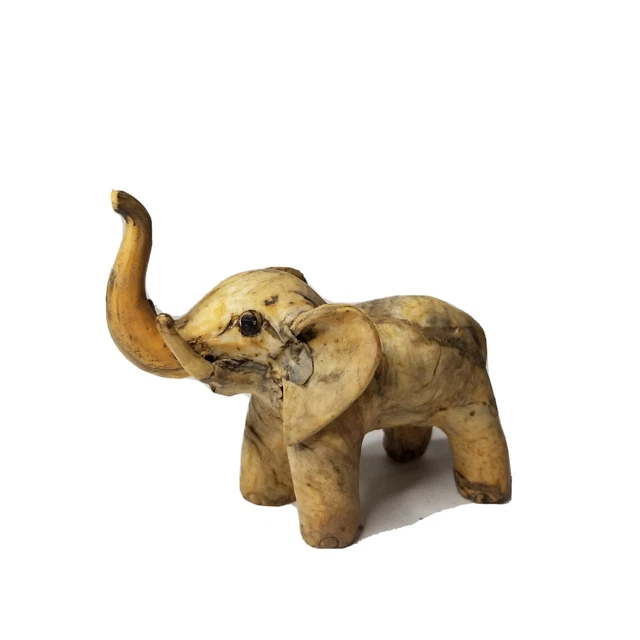 VTG Crushed oyster  Handmade Elephant Figurine Statue Marbleized