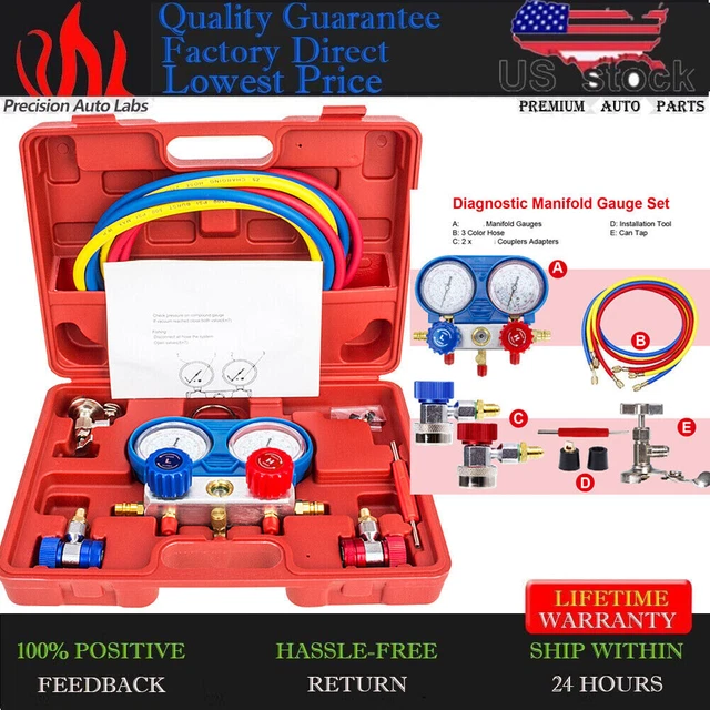 A/C AUTOMOTIVE AIR Conditioning Diagnostic Manifold Gauge Kit High/ Low
