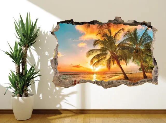 Beautiful tropical beach palm trees wall sticker wall mural photo (25827353)