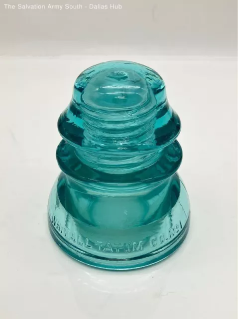Whitall Tatum Co. Aqua Blue Green Glass Insulator No. 1 Made in U.S.A. Vintage.