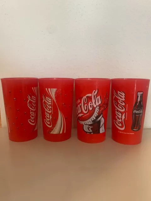 2x 2er Set Coca Cola Becher Plastik Kunststoff 0,3L,  Jahr 1999 Sammelbecher