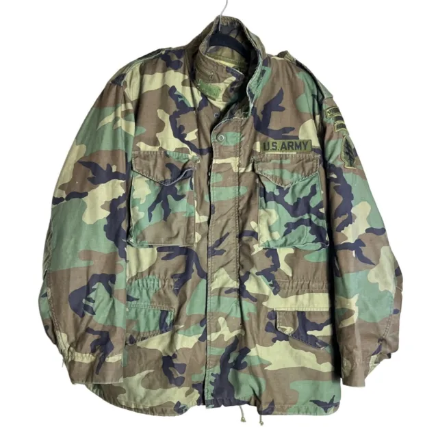 Us Army 80s Spec Forces M 65 Field Jacket Cold Coat And Liner Woodland Camo L Reg 64 00 Picclick