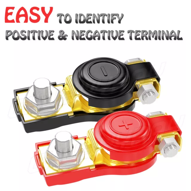 2 Universal Negative Positive Auto Battery Cable Terminal Top Post Car Truck Van