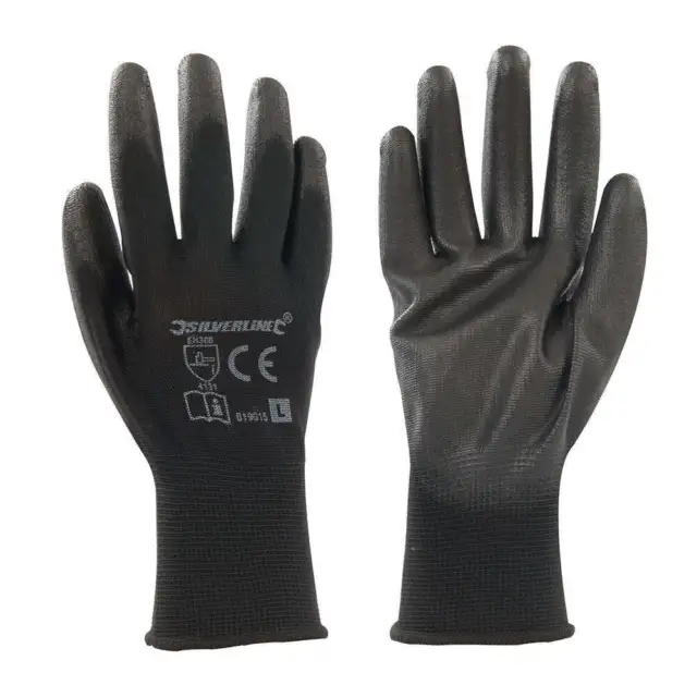 Silverline Black Palm Gloves L 9