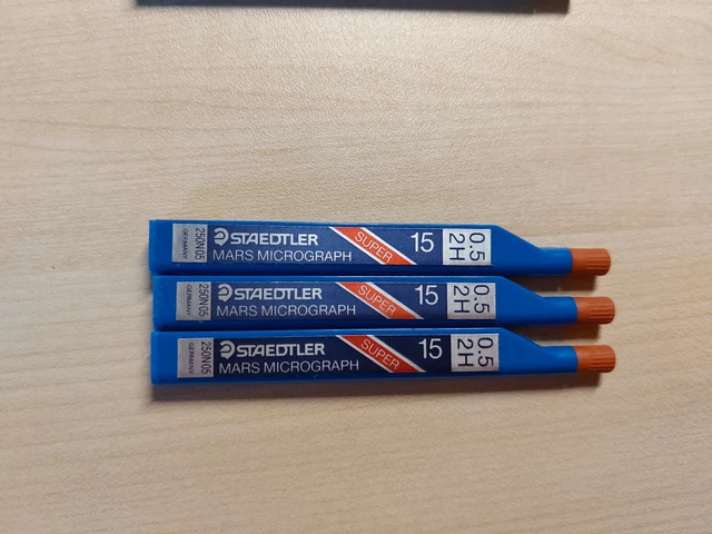** 3x 15 Staedtler Feinminen Härtegrade 2H Mars Micrograph für Druckbleistift **