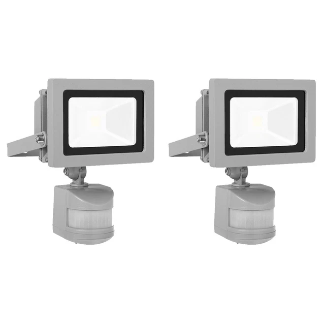 2 x XQ-Lite LED Fluter Strahler Silber IP44 10W 6400K Bewegungssensor -> UVP 39€