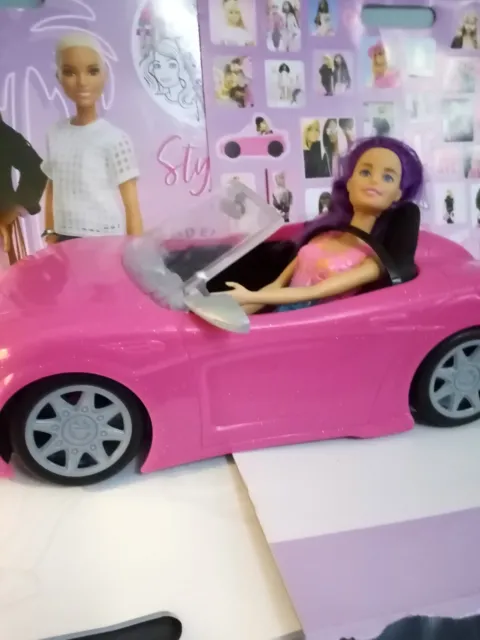 Mattel Barbie Doll Pink Convertible Car, With Barbie  Doll