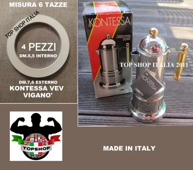 Set 4 Pezzi Guarnizione 6 Tazze Per Caffettiera Kontessa Vev Vigano' Offerta