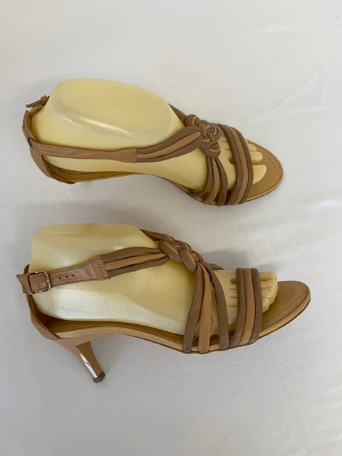 Sandales Vintage Sergio Bianchi, Cuir Verni Gris Clair, Talon Haut +7cm, Taille 38, Made In Italy