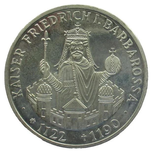 Frg Silver Commemorative Coin 10 DM 1990 F 800. Death Day From Friedrich I.
