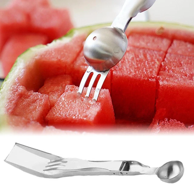 WATERMELON SLICER CUTTER, 2in1 Fork StainlessSteel Fruit Cutting