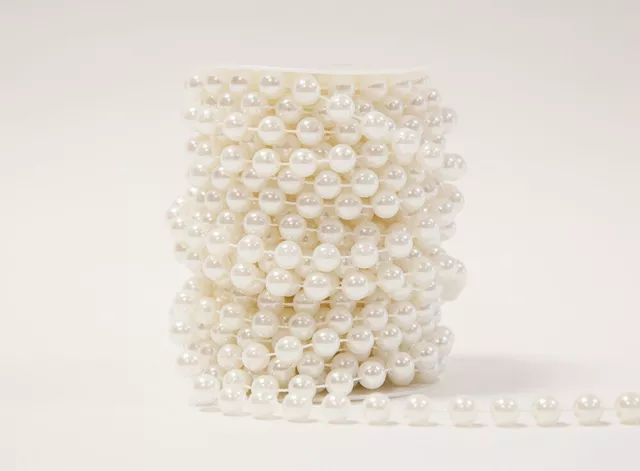 Pearl beads On String -White 5mm Cake Wedding Sewing Arts and Crafts