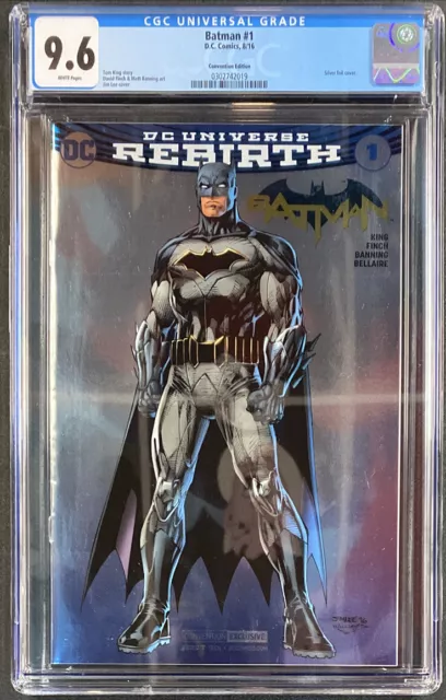 Cgc 9.6 Batman #1 Dc Comic Book Convention Variant Silver Foil Jim Lee Tom King