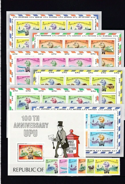 Malediven 514/19A+B+C+Bl. 25 postfr./mnh Weltpostverein UPU Michel -.- € -01699
