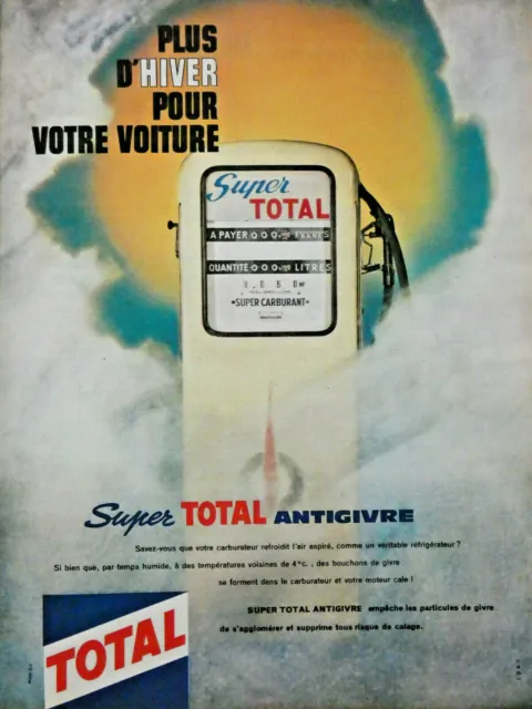 Publicité De Presse 1961 Super Total Antigivre Pour Votre Voiture En Hiver Pompe
