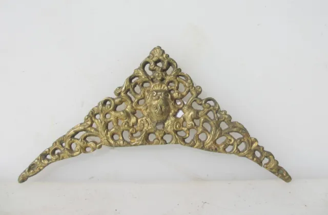 Vintage Brass Furniture Ormolu Hardware Antique Mount Rococo Old Clock Face Head