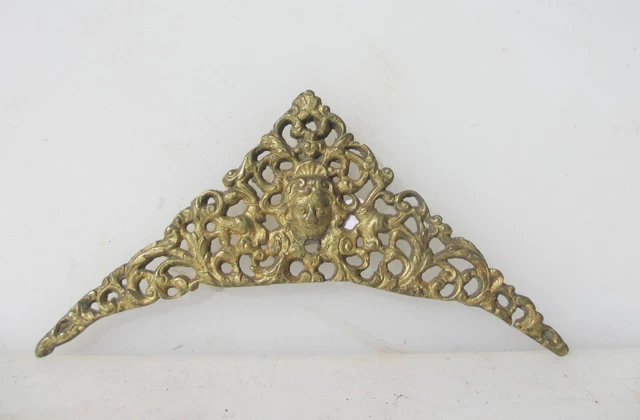 Vintage Brass Furniture Ormolu Hardware Antique Mount Rococo Old Clock Face Head