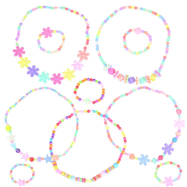 5 Sets Necklace Bracelet Set Acrylic Beads Bracelets Kids The Flowers