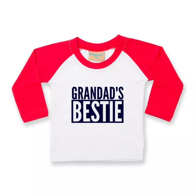 Grandad's Bestie Baby Toddler Kids LONG SLEEVE BASEBALL Tshirt Unisex Boy Girl