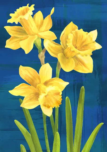 Toland Daffodils on Blue 12x18 Floral Spring Flower Garden Flag