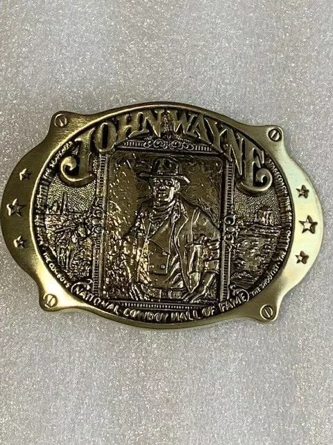 John Wayne Solid Metal National Cowboy Hall of Fame Belt Buckle Brass 3