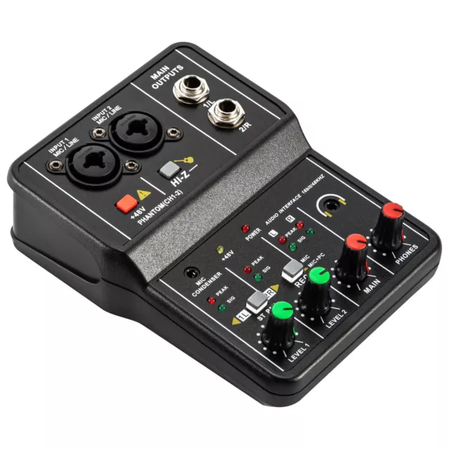 2 Channel Mini Audio Mixer USB DJ Sound Mixing Console Studio for Karaoke KTV