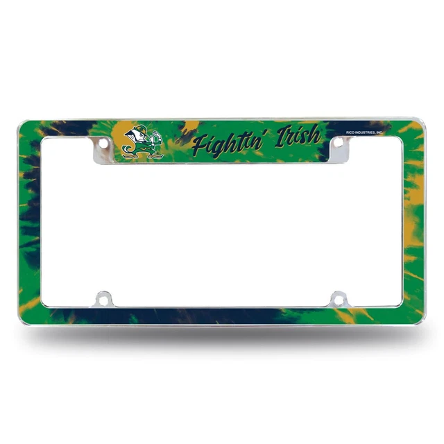Notre Dame Fighting Irish Chrome Metal License Plate Frame with Bold Tie Dye