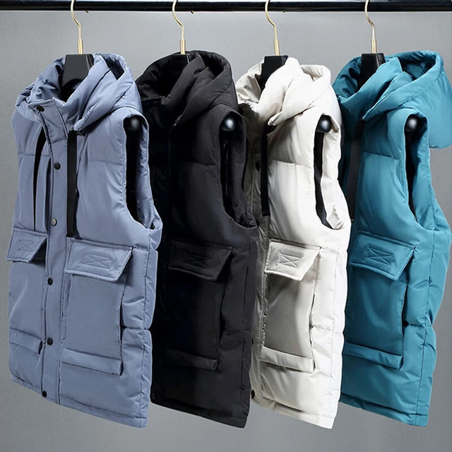 GILET MATELASSÉ ÉPAIS Et Chaud Pour Hommes Avec Capuche Détachable