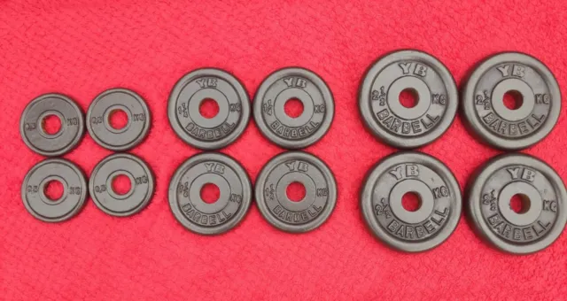 12 YB / YORK Cast Iron  WEIGHT PLATES 2.5 1.25 0.5 for  1" fit dumbbell barbbell