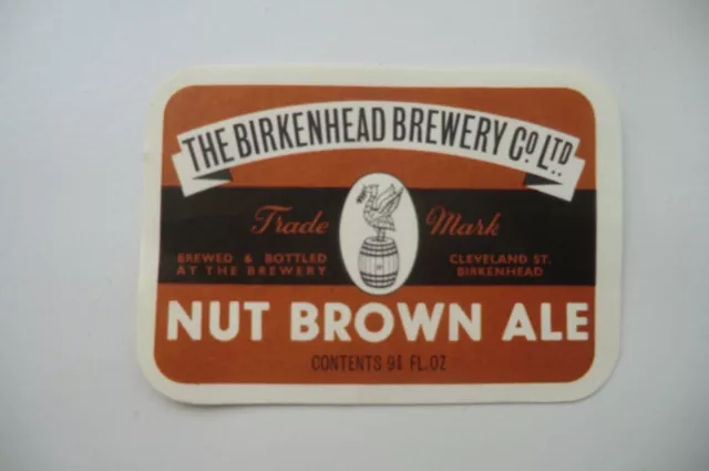 NEUWERTIG BIRKENHEAD BRAUEREI NUSS BRAUN ALE 9 2/3fl oz BRAUEREI BIERFLASCHE ETIKETT