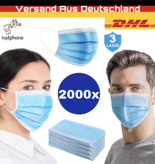 20-15000 Masken Einweg Mundschutz OP Masken Schutzmaske 3-lagig Atemschutz Maske