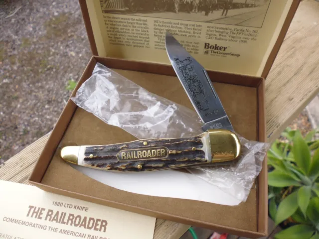 BOKER Railroader 1980 Ltd. Edition Stag Folding Knife #6987 REDUCED $$