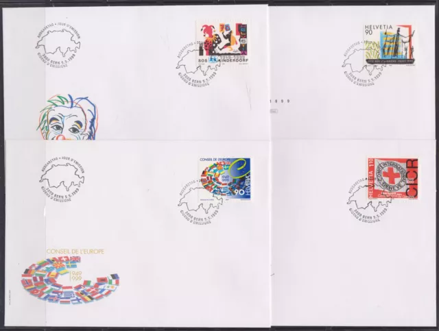 Schweiz-1999-4 FDC/JAHRESTAGE UND EREIGNISSE-Mi: 1686-1689-kompletter Satz-LUXUS