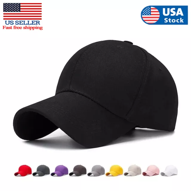 Cotton Baseball Cap Ball Dad Hat Plain Solid Washed Men Women Adjustable VC