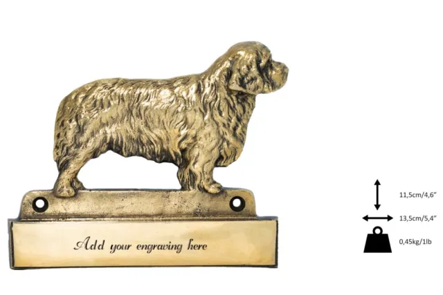 Clumber Spaniel - brass tablet with image of a dog, engraver, Art Dog USA