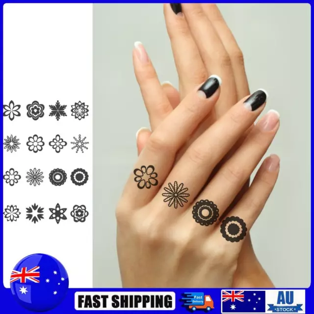 10PCS Waterproof Finger Tattoo Stickers Black Flower Temporary Tattoos(75x110mm)