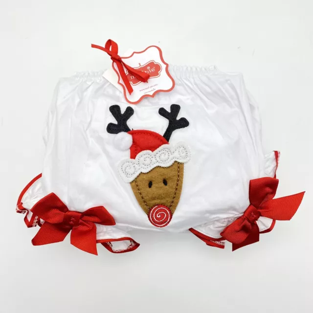 MUD PIE Baby Girls Bloomers Reindeer Red Santa Hat Ruffle Christmas Diaper Cover