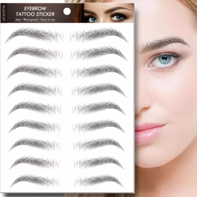 Eyebrow Stickers Makeup Waterproof Tattoo Long Lasting Brown Black Natural D1C7