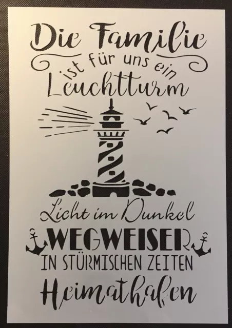 SHABBY CHIC SCHABLONE f.Schild Spruch Familie Leuchtturm Zuhause