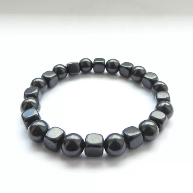 Shungite Bracelet Cubic-Round  8mm. Bead Stretchy Elastic Cord EMF Protection