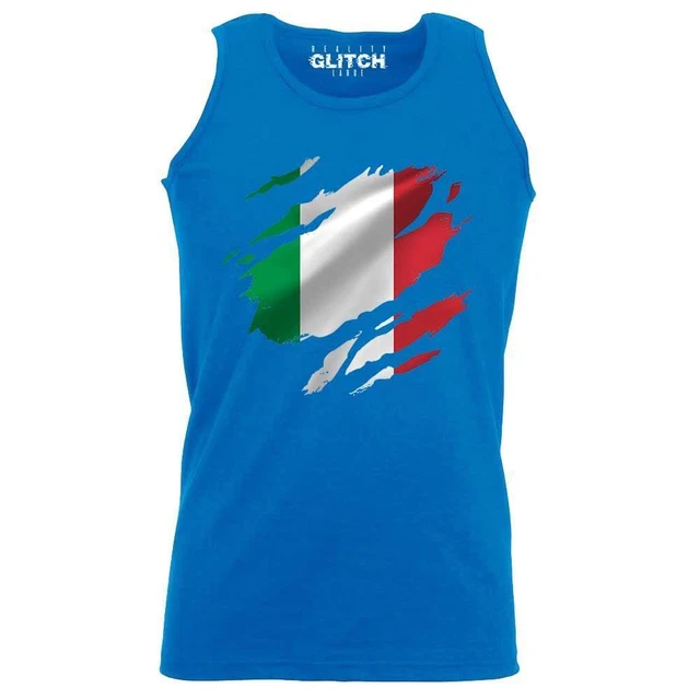 TORN ITALY FLAG Men's Vest Italian Rome Country national football £12.
