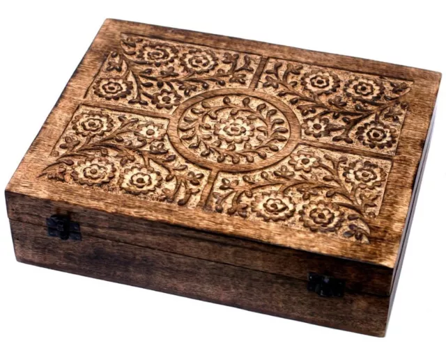 Aromatherapy Floral Carved Box, Holds 80 (10ml Bottles)