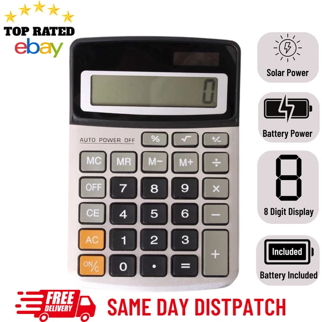 DESKTOP CALCULATOR DUAL Power 8 Digits Display Large Buttons Home